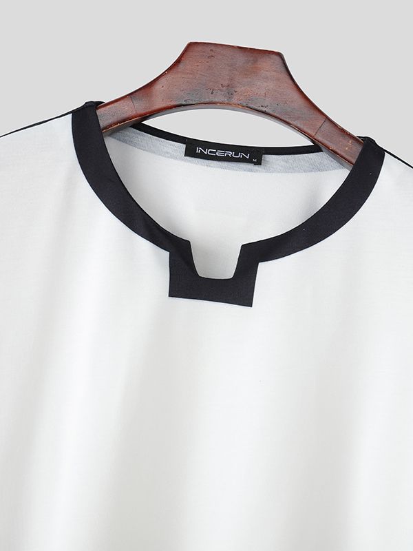 Men's Contrast Color Mosaic Print Short Sleeve T-shirt SKUL37593