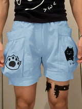 Men's Unisex Harajuku Style Kawaii Cat Graphic Oversized Balloon Cargo Short SKUL53958