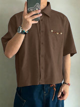 Men's Marled Button Short Sleeve Shirt SKUL55401