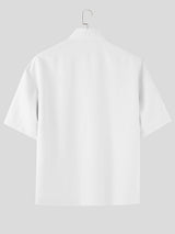 Mens Solid Color Textured Short Sleeve Shirt SKUL17028