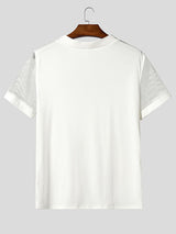 Mens Sheer Mesh Patchwork Short Sleeve T-Shirt SKUL15192
