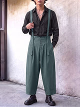 Men's Retro Gallery Suspender Straps Multi Button Fly High Waist Jumpsuit SKUL82398