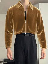 Men's Solid Velvet Long Sleeve Jacket SKUL34123
