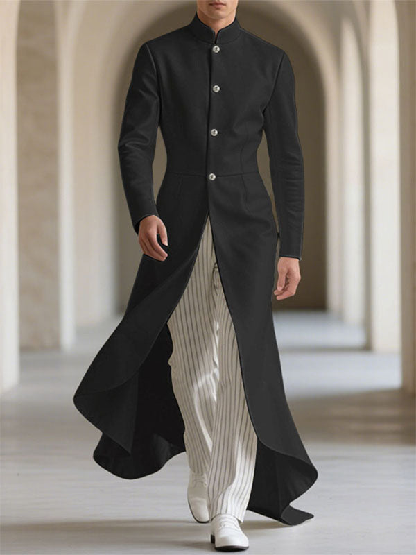 Men's Solid Color Stand Collar Long Sleeve Blazer SKUL24967