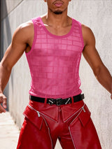 Men's Sheer Plaid Sexy Tank SKUL55314