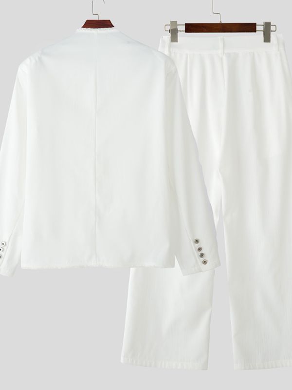 Men's Solid Color Casual Loose Two Pieces Outfit SKUL30816