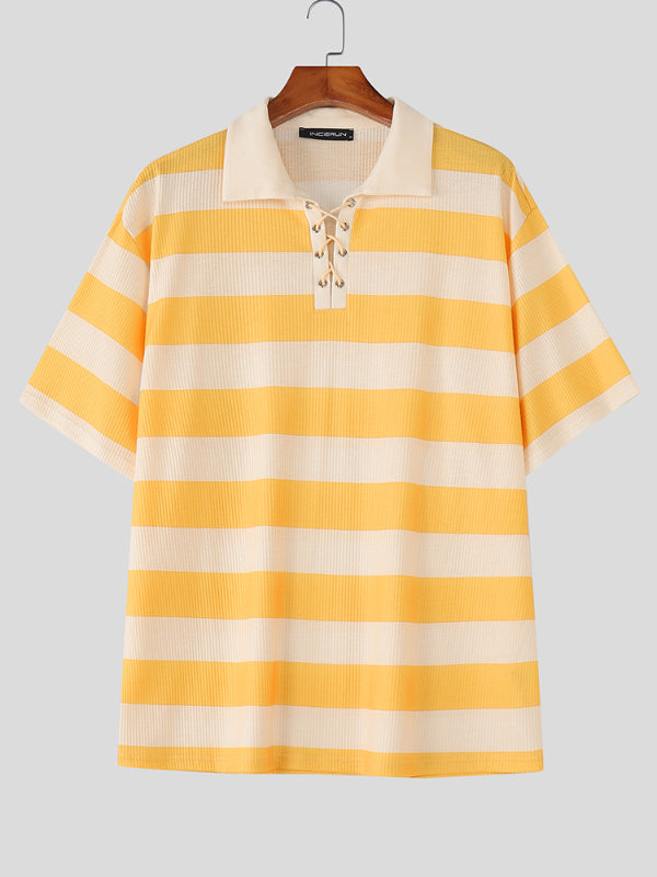 Men's Striped Texture Short Sleeve T-Shirt SKUL20887