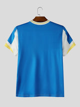 Men's Retro Athletic Color-Block V-Taper Muscle Fit T-shirt SKUL76700