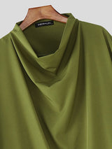 Men's Avant-Garde Draped Cowl Neck Longline T-shirt SKUL51078