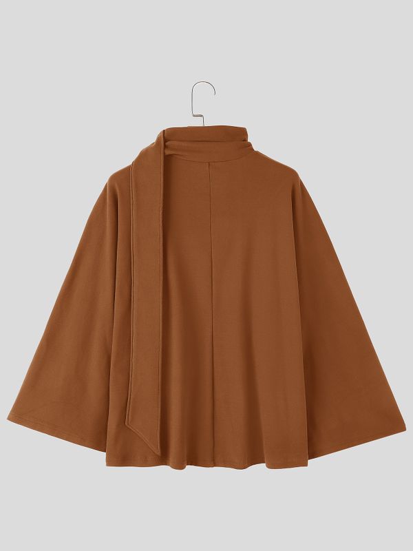 Men's Early Autumn Urban Casual Integrated Attached Scarf Kimono Long Sleeve Scarf Collar Cloak SKUL82408