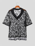 Mens Floral Lace See Through Golf Shirt SKUK03396