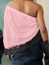 Men's Avant-Garde One-Shoulder Number Print Mesh Ruffle Lace Hem Tank SKUL54411