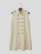 Men's Avant-Garde Victorian Military Longline Sleeveless Trench Waistcoat SKUL79527