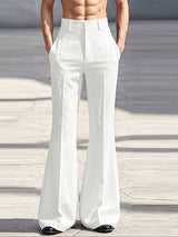 Men's Retro Clean Fit Crisp Drape Tailored Long Flared Suit Pant SKUL82469