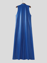 Mens Faux Leather Long Hem Sleeveless Cardigan SKUL26042