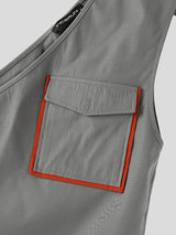 Men's Color Block One Shoulder Two Pieces Outfit SKUL37290