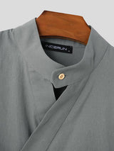 Mens Simple Irregular Hem Long Sleeve Shirt SKUK98804