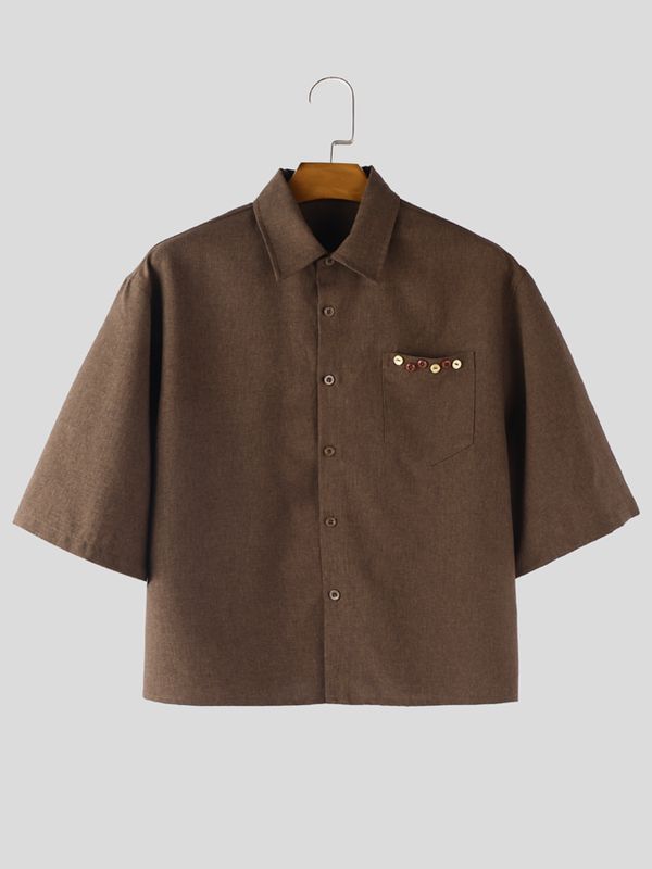 Men's Marled Button Short Sleeve Shirt SKUL55401