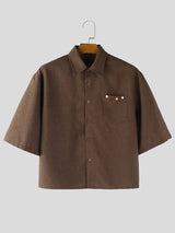 Men's Marled Button Short Sleeve Shirt SKUL55401