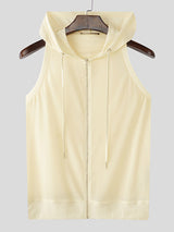 Mens Solid Color Sheer Mesh Hooded Tank SKUL10706