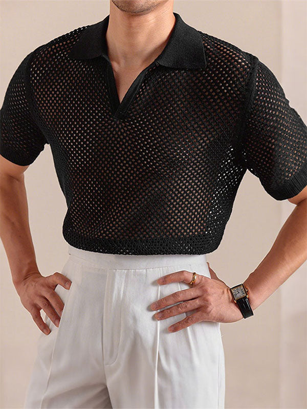 Men's Solid Color Sheer Mesh Short Sleeve T-Shirt SKUL17025