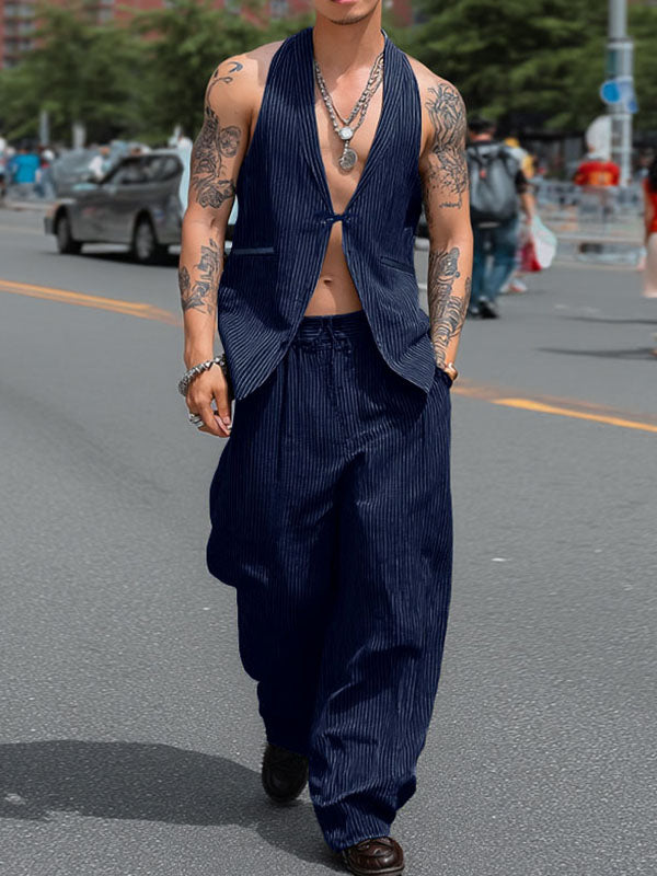 Men's Striped Casual Two Pieces Outfit SKUL21143