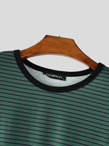 Men's Striped Crew Neck Casual Short Sleeve T-Shirt SKUL24616