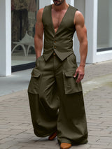 Men's Solid Color Casual Two Pieces Outfit SKUL40256