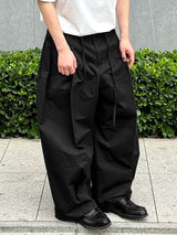 Men's Japanese Harajuku Pleated Drawstring Extreme Oversized Wide-Leg Baggy Pant SKUL69559