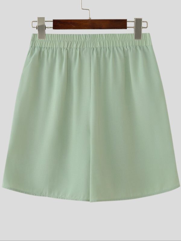 Men's Solid Color Bow Split Casual Short SKUL51763