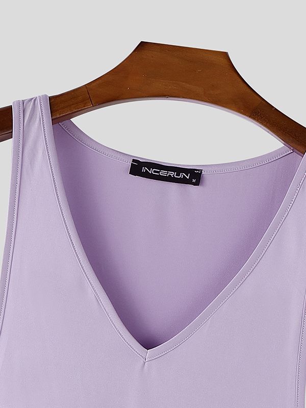 Men's Solid Color Distressed Strap Tank SKUL47745