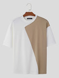 Mens Irregular Patchwork Casual Short Sleeve T-Shirt SKUK46416