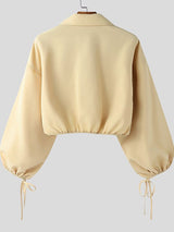 Men's Solid Color Waist-Fitted Collar Long Sleeve Shirt SKUL46083