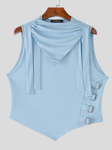 Men's Avant-Garde Knit Textured Draped Cowl Neck Tank SKUL54686