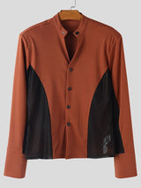 Men's Contrast Mesh Long Sleeve Shirt SKUL50066