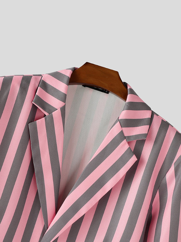 Men's Stripe Contrast Casual Long Sleeve Blazer SKUL29672