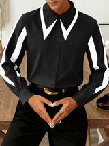 Men's Contrast Color Casual Long Sleeve Shirt SKUL46098