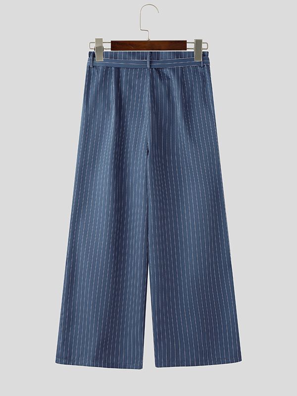 Men's High-Street Japanese Harajuku Pinstripe Wide-Leg Pant SKUL75700