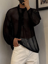 Men's Sheer Hollow Out Long Sleeve Sweater SKUL29587