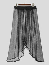 Men's Sheer Mesh Design Irregular Skirt SKUL48635