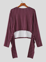 Men's Backless Striped Long Sleeve T-Shirt SKUL24803