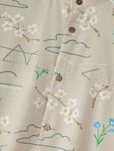 Men's Modern Neo-Chinese Landscape Floral Graphic Print Loose Batwing Sleeve Shirt SKUL73743
