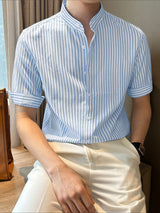 Men's Minimalist Stripe Short Sleeve Shirt SKUL49909