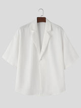 Men's Summer Vacation Textured Single Button Crinkled Shirt SKUL81107