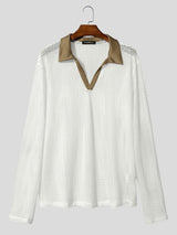 Men's Sexy Party See-Through Mesh Open Knit Long Sleeve Shirt SKUL79541