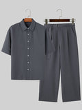 Mens Solid Short Sleeve Two Pieces Outfits SKUK53619