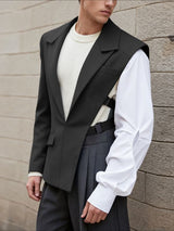Men's Deconstructed One Shoulder Long Sleeve Blazer SKUL42550