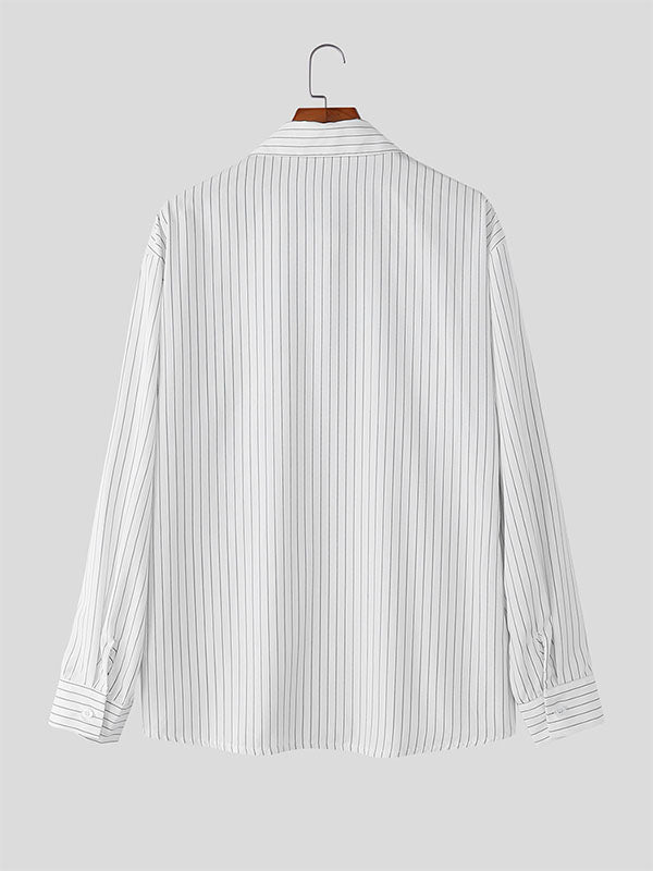 Men's Stripe Casual Long Sleeve Shirt SKUL29588