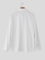 Men's Stripe Casual Long Sleeve Shirt SKUL29588