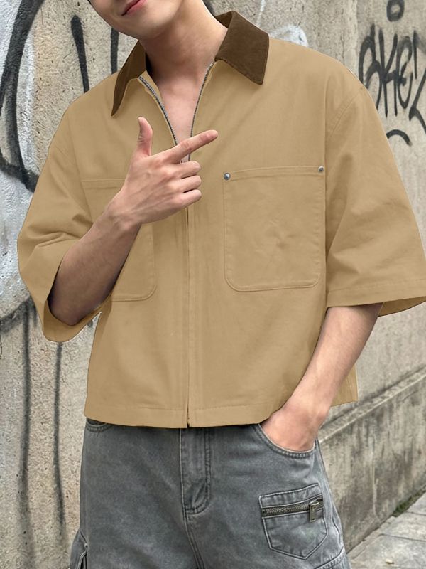 Men's Barn Style Contrast Collar Shirt SKUL53010